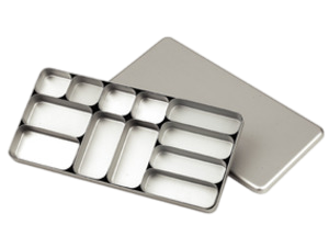 Boxy tácky a kazety na odkládání a sterilizaci nástrojů