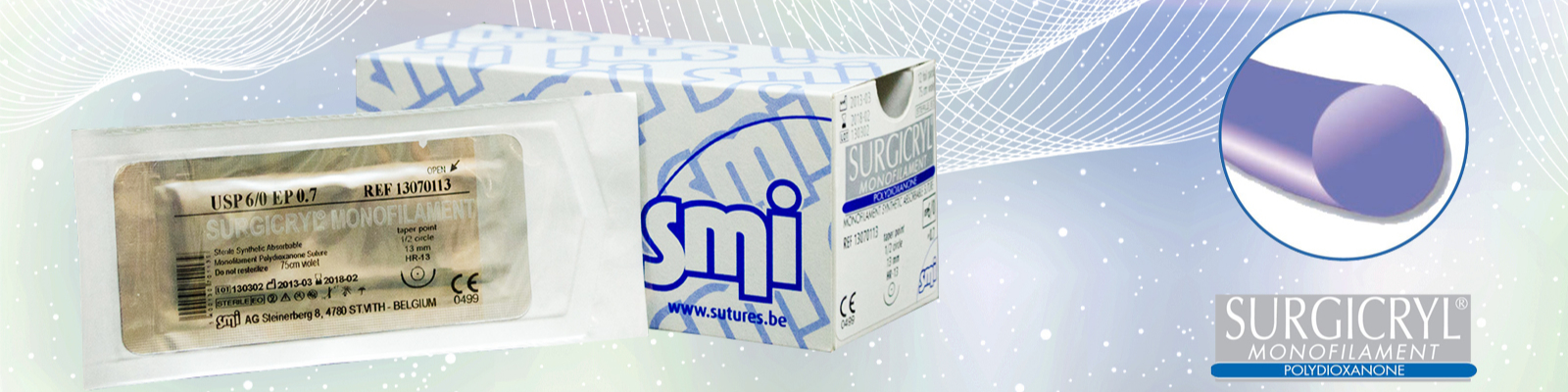 Surgicryl Monofilament vstřebatelný 180-210dnů, (pevnost 42dnů/50%) 