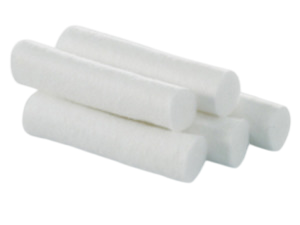 Tampony, vatové válečky, kuličky, buničina