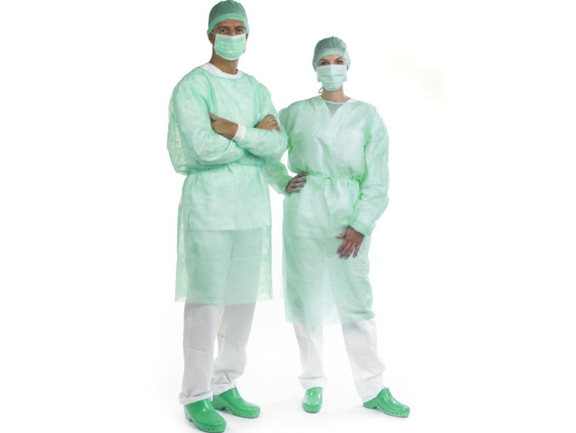 EURONDA - STERILNÍ chirurgický ochranný oděv sv.zelený, univerzální velikost  50ks/bal, (270427)